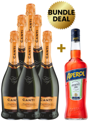 6 Btls Canti Prosecco DOC Extra Dry Millesimato 75Cl Get 1 Btl Aperol Aperitivo 1L Free
