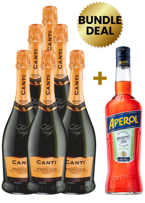 6 Btls Canti Prosecco DOC Extra Dry Millesimato 75Cl Get 1 Btl Aperol Aperitivo 1L Free